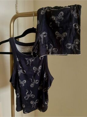 Sincerely Jules Navy & White Floral-Print Pajama Set Matching Lounge Set Size L